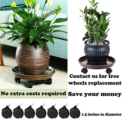 12 Packs Plant Caddy with Wheels 11.8" Plastic Rolling Plant Dolly Coasters Heavy-Duty Wheeled Planter Mover Rollers Indoor Outdoor Wheeled Flower Pot Base Suacers with Casters, Brown - Image 6