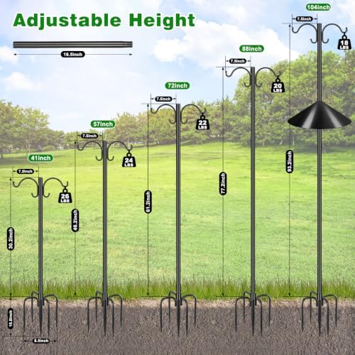 Squirrel-Proof Shepherd Hook for Outdoor, 104" Bird Feeder Pole - Image 5