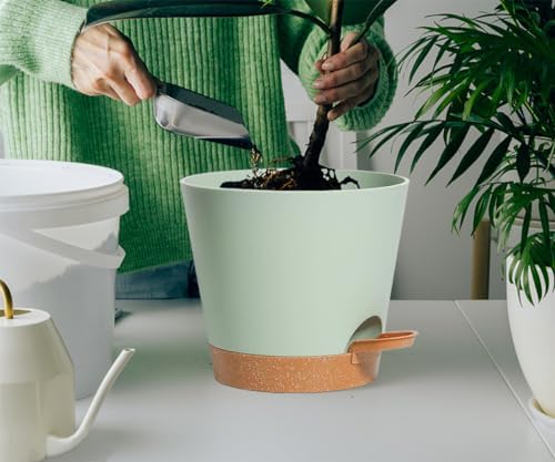 Self Watering Green Plastic Plant Pot Flower Planters with Drainage Hole And Deep Reservoir Large Planting Pots for for All Houseplants,Succulent, African Violets, Flowers and Cactus 12Inch/2pcs - Image 6