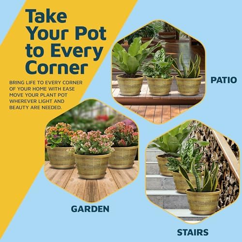 10-Inch Whiskey Barrel Planters Outdoor Pack of 5 - Durable Plastic Plant Pots for Indoor & Outdoor Use with Drainage & Saucer, Lightweight Rustic Barrel Planters for Flowers, Herbs & Small Plants - Image 7