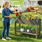 Elevated Raised Garden Bed with Wheels,Outdoor Large Resin Patio Planter Box Stand Divisible with Drain Plug,Water Monitor for Plants Vegetables Flowers Fruits(Grey,43.31 * 17.72 * 33.66) - Image 4