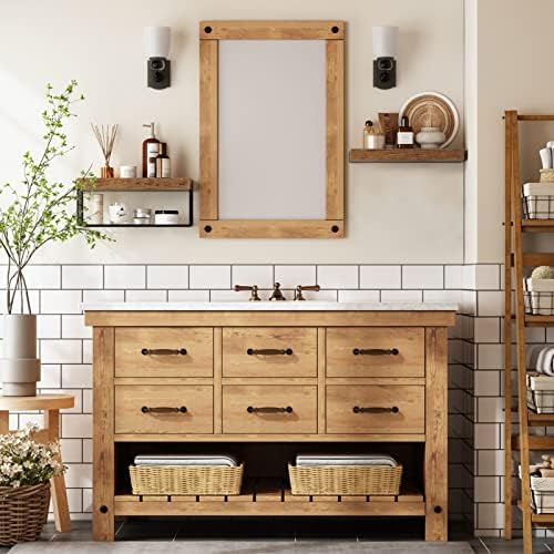 QEEIG Bathroom Shelves Over Toilet Wall Mounted (Brown, Set of 2, 15.7") - Image 6