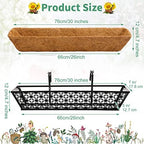 Geetery 4 Pcs 30 Inch Deck Railing Planter Boxes with Adjustable Brackets Coco Liner, Window Hanging Flower Baskets Trough Black Metal for Summer Porch Fence Patio Balcony Garden Outdoor Indoor - Image 2