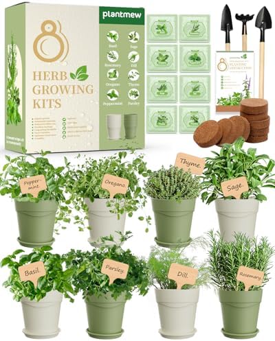 8 Herb Indoor Window Garden Kit – Complete Set with Tools – Unique Gift for Women, Mom, Friend – Birthday, Christmas, Mother's Day – Beginner Gardening Lovers for Kitchen Windowsill by PLANTMEW