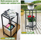 Party Zealot 2 Packs of 2-Tier Tall Metal Square Plant Stand 31” Heavy-Duty Modern Flower Pot Rack for Indoor Living Room, Corner Side Table for Outdoor Patio, Garden Planter Holder, Black - Image 6
