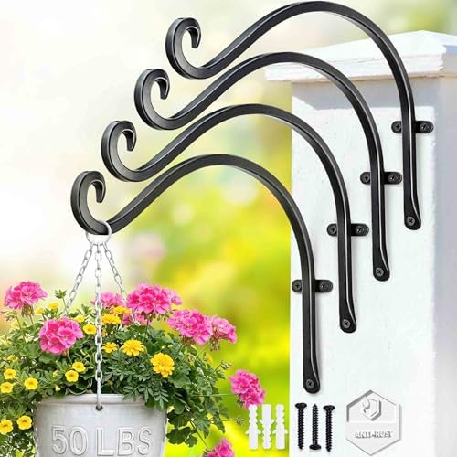 Bird Feeder Plant Hanger Hook-12" 50LBS Outdoor Wall Iron Rustproof 4-Pack by QiangNi