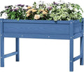 Weatherproof Raised Garden Bed, HDPE Outdoor Elevated Planter Box with Legs, Garden Box, Flower Beds for Patio, Deck, Balcony (Navy Blue) by BIVODA