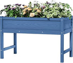 Weatherproof Raised Garden Bed, HDPE Outdoor Elevated Planter Box with Legs, Garden Box, Flower Beds for Patio, Deck, Balcony (Navy Blue) by BIVODA