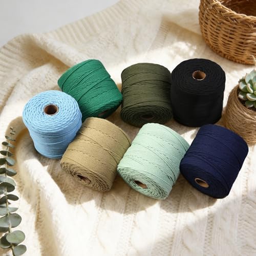Aelfon Macrame Cord 4mm x 547yards, Soft Colored Macrame Rope, Natural Cotton Cord for Plant Hangers, Wall Hanger, Decorative Projects(Mint) - Image 3