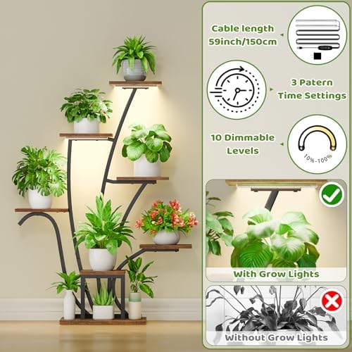 Plant Stand Indoor with Grow Lights - Corner Plant Shelf Indoor Lighted - Image 3