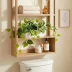 MyGift Vibrant Lifelike Artificial Plant Pothos Leafy Vine Greenery in White Concrete Rectangular Planter Box - Image 3