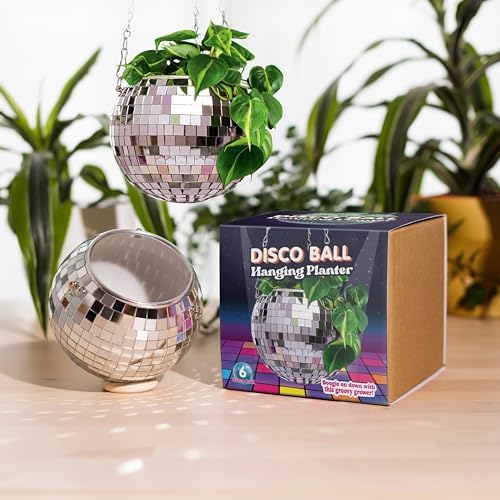 Bubblegum Stuff Disco Ball Hanging Planter (6 in) - Hanging Planters for Indoor Plants - Spherical Shaped Plant Pots with Mirrored Exterior - Available in 4-inch, 6-inch and 8-inch Sizes…… by BubblegumStuff
