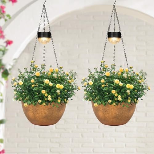 SUNNYPARK 2 Pack Solar Hanging Planters for Plants Outdoor by SUNNYPARK