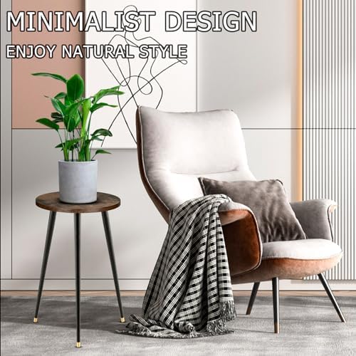 KINNARY Tall Plant Stand Indoor, Mid Century Wood Plant Stand Plant Table for Flower Pots, Heavy Duty Metal Plant Holder, Modern Home Decor Small Round Side End Table (11.8"x20") - Image 4