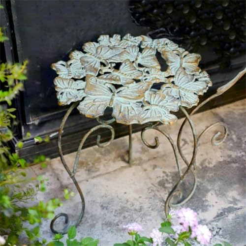 Outdoor Cast Iron Flower Stand, Heavy Duty Cast Iron Potted Plant Stand,Garden Potting Bench Table,Round Potted Plant Stand Rack,Decorative Flower Pot Holder,for Home Garden,Green,Small - Image 7