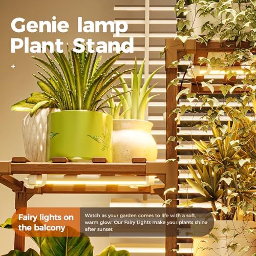 Bamworld Plant Stands with Grow Lights Sets of 2 Tall Plant Shelves - Image 3