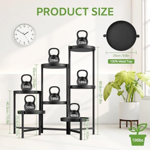 iDavosic.ly 7 Tier Large Plant Stand Indoor Outdoor, 10 In Wide Tray, Black - Image 3