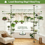 Plant Stand Floor to Ceiling-12 Trays Flower Pot Holder Tension Rod Grey - Image 2