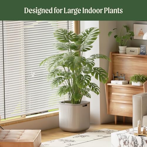15 Inch Self-Watering Planter for Indoor Plants – Large Modern Plant Pot with Built-In Water Reservoir, Ideal for Monstera, Fiddle Leaf Fig, Palms & Peace Lily, Without Trellis (2, Fog Gray) - Image 3