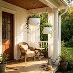 12" Self Watering Hanging Planters with Chains, White, 2 Pack - Image 4