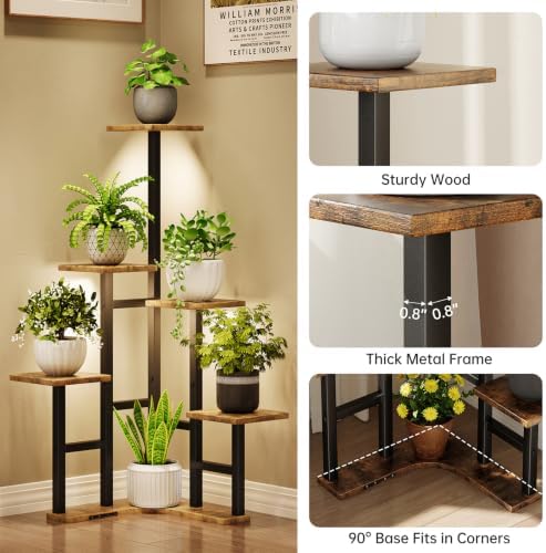 Corner Plant Stand Indoor with Grow Lights 6 Tiered Corner Plant Shelf - Image 5