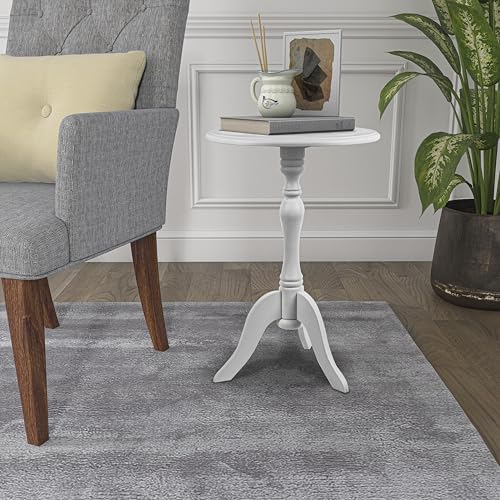 Decor Therapy Simplify Round Pedestal Accent Table, 24" x 15" x 15", White - Image 2