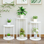 Plant Stand Indoor,small plant stool,Flower Pot Corner stand holder,Mid Century Heavy Duty Metal Tall Home Decor,Modern Round End Table,Small Rustic Display Stand for Living Room,Bedroom (White,3 Packs) by Leinade