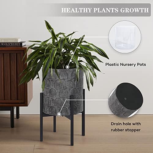 Oakrain Planters for Indoor Plants, Set of 2 Modern Planter with Stand - Image 4