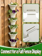 MADHOLLY 6Pcs Vertical Hanging Planters for Outdoor Plants - Wall Plant Holder for Indoor Decorations Garden Fence, Plastic Flower Pots with Drainage Grid and Hooks (White) - Image 2