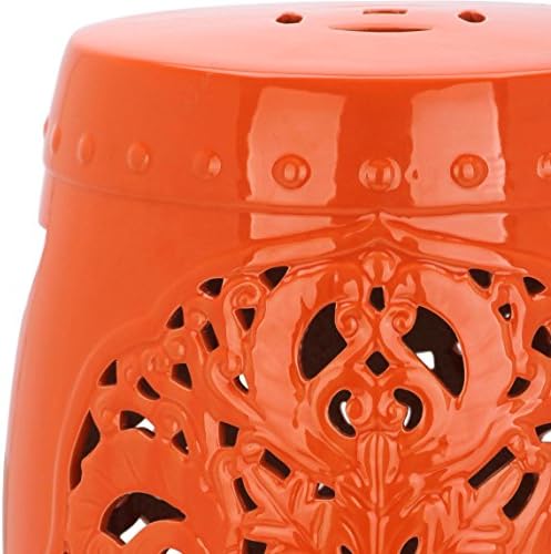 SAFAVIEH Furniture - Flora Decorative Garden Stool - Orange - Ceramic - Artisan Hand-Painted Design - Ideal for Living Room, Patio, Garden - Fully Assembled (ACS4527D) - Image 5