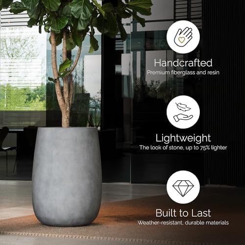 Mondo High Tall Indoor/Outdoor Planter, 25x35in Carbon Stone - Image 2