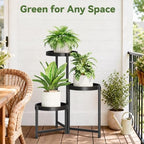 LASZOLA Plant Stand Indoor Outdoor with Large 10 Inch Plastic Tray, Black - Image 6
