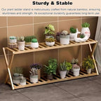 Plant Stand for Indoor Outdoor Tiered Plant Shelf 2 Tier Bamboo Flower Holder Ladder Rack for Multiple Plant Pot Stand for Living Room Balcony Garden,White-19.7" L - Image 5
