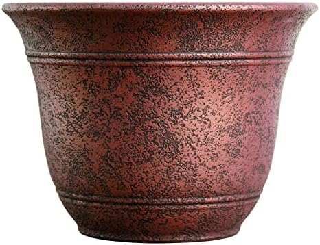 The HC Companies Sierra Round Self-Watering Pot - Lightweight Plastic Planter for Herbs & More - Durable Plant Pots for Indoor Plants & Outdoor Plants (10” Rustic Redstone, Pack of 1) by TheHCCompanies