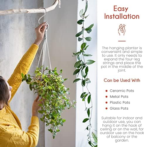 Plant Hanger Indoor, Macrame Plant Hangers Indoor Macrame Hanging Planters for Indoor Plants - 6 Pack Hanging Plant Holders Indoor Hanging, Macromay Plant Hangers for Indoor Plant Hanger,Gray - Image 5
