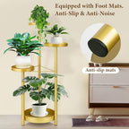 Matekxy 4-Tier Metal Plant Stand Indoor Outdoor for Garden, Livingroom-Gold - Image 3