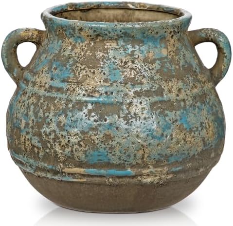 Hollyone Blue Ceramic Planters 5.7 Inch Large Vintage Ceramic Pots for Plants Indoor Outdoor Plant Planters Fit Mid Century Succulent Plant Stand Flower Pot Home Decor by Hollyone