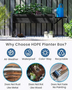 HDPE Raised Garden Bed with Legs, 49x21x27in All-Weather Heavy Duty Planter Box, Outdoor Elevated Garden Bed for Seeds, Herb, Flower, Vegetable (Black) - Image 3