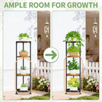KMOTASUO 4 Tier Black Plant Stand Indoor for Large Tall Heavy Duty Planter, Multiple Sturdy Metal Flower Corner Rack for Narrow House Floor, Iron Vertical Level Round Orchi Holder Organizer, Modern - Image 5