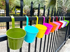 10 Pack 6" Colorful Metal Hanging Railing Planters with Detachable Hooks - Image 6