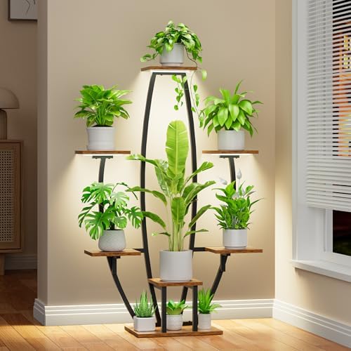 JUSTOGO Plant Stand Indoor with Grow Lights, 7 Tiered Corner Plant Shelf by JUSTOGO