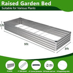 2PCS 9x3x1ft Galvanized Raised Garden Bed,Outdoor Planter Box Metal Patio Kit Planting Bed for Vegetables Flowers Herb,Silver - Image 3