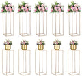 NUPTIO Gold Vases Wedding Centerpieces, Geometric Stand, 31.5" Tall, 10 Pcs by Nuptio