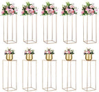 NUPTIO Gold Vases Wedding Centerpieces, Geometric Stand, 31.5" Tall, 10 Pcs by Nuptio