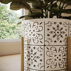 EverNest Tristan White with Black Boho Pattern Plant Pot with Loki Stand, SelectBase Indoor Planter, Neutral Home Decor, Minimalist Artistic Boho Plant Pot (Small, Gold) - Image 4