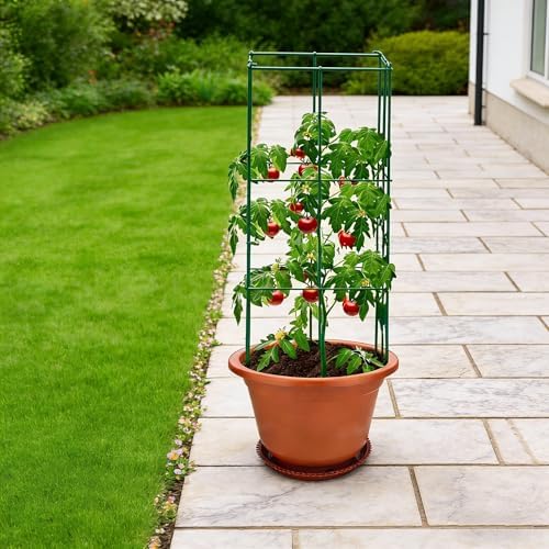 2 Pack 12x39 Inch High Green Folding Square Tomato Cages - Image 6