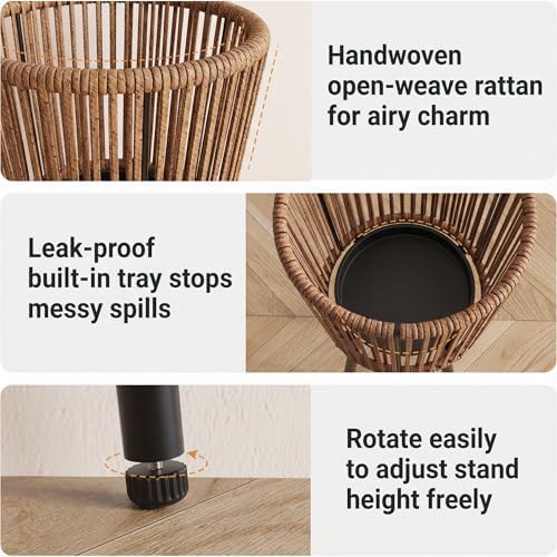 Set of 2 PE Rattan Plant Stand, Flower Pot Holder Indoor & Outdoor - Image 5