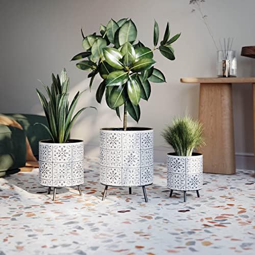 EverNest Tristan Neutral Minimal White and Black Modern Style Planter with Nyra Stand, SelectBase Plant Pots, Indoor Planter, Boho Home Decor, Minimalist Pot for Plants (Set of 3, Black) - Image 3