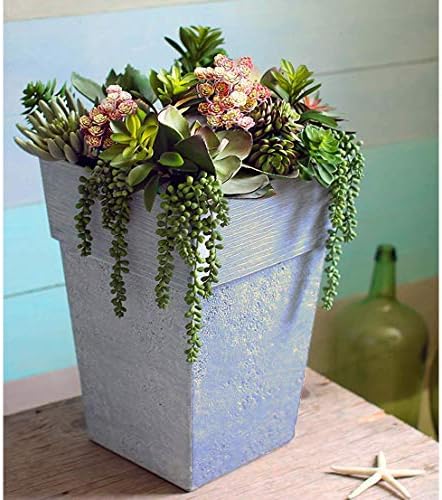 The HC Companies 22 Inch Avino Tall Square Planter - Decorative Indoor Outdoor Plant Pot for Front Porch, Deck, Patio and Home, Oxidized Black - Image 2