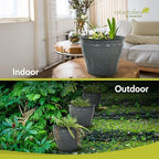 Headwind Riverside Collection – 14" Calcite Grey Glazed Decorative Plant Pots Indoor with Drainage & Outdoor - Modern Flower Pot Weather-Resistant Lightweight Planter by Robert Allen - Image 7